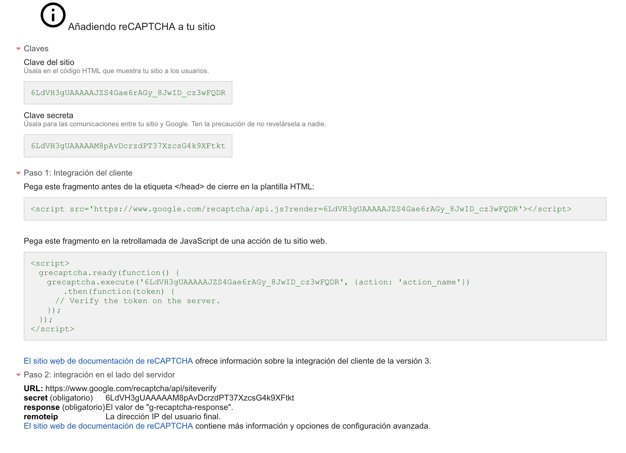 Obtención de claves